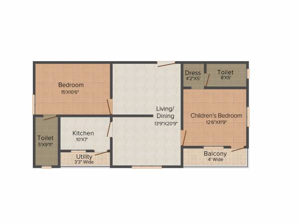 Super Corona (2BHK+2T (1,160 sq ft) 1160 sq ft)