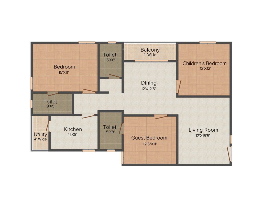 Super Corona (3BHK+3T (1,559 sq ft) 1559 sq ft)