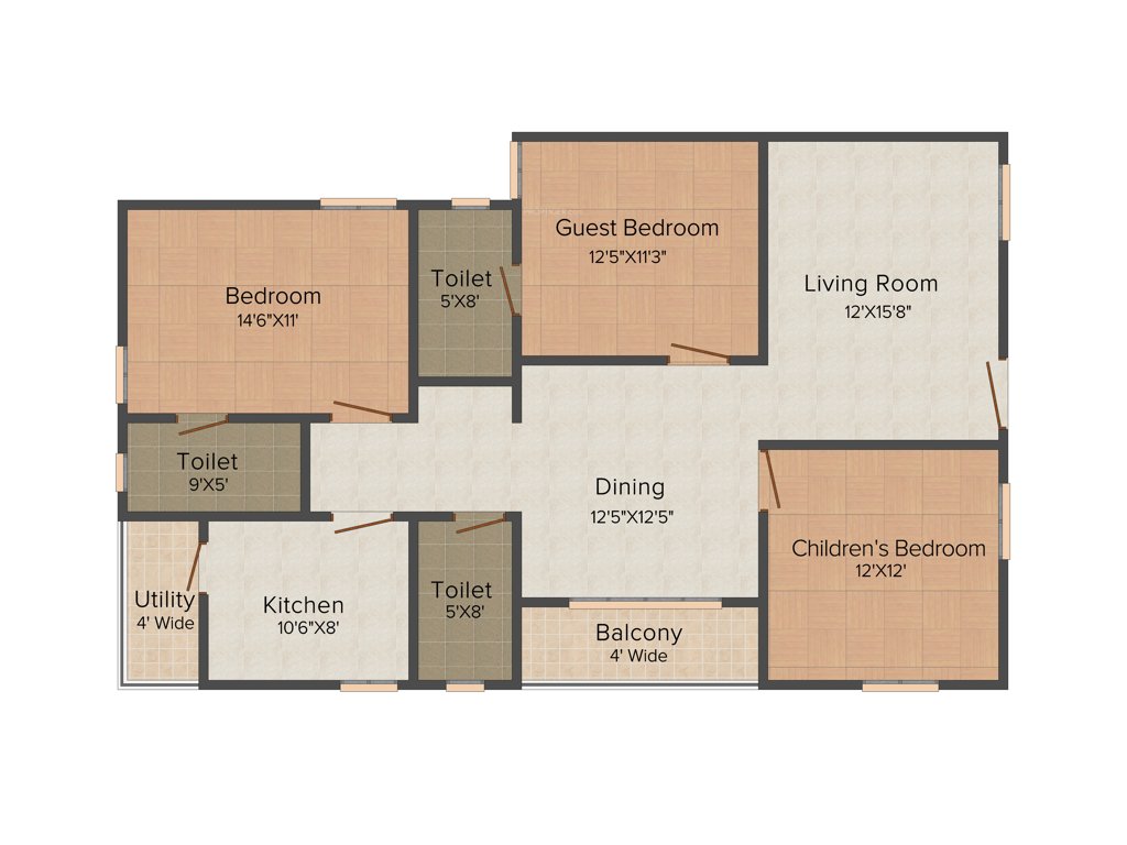 Super Corona (3BHK+3T (1,550 sq ft) 1550 sq ft)