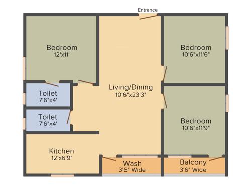Rathi Sri Tirumala Almond (3BHK+3T (1,300 sq ft) 1300 sq ft)