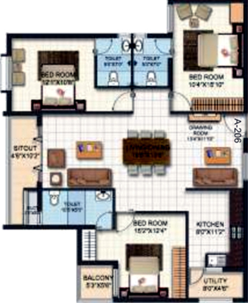 Keerthi Surya Shakti Towers (3BHK+3T (1,650 sq ft) 1650 sq ft)