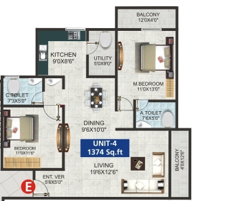 GK Tropical Springs (2BHK+2T (1,374 sq ft) 1374 sq ft)