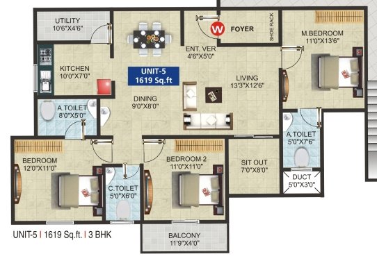 GK Tropical Springs (3BHK+3T (1,619 sq ft) 1619 sq ft)
