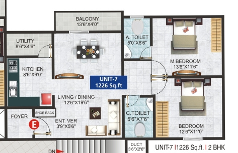 GK Tropical Springs (2BHK+2T (1,226 sq ft) 1226 sq ft)