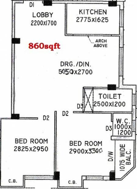 Swastik Realty Kolkata Swarnodeep Apartment (2BHK+2T (860 sq ft) 860 sq ft)