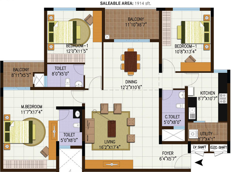 Century Central (3BHK+3T (1,914 sq ft) 1914 sq ft)