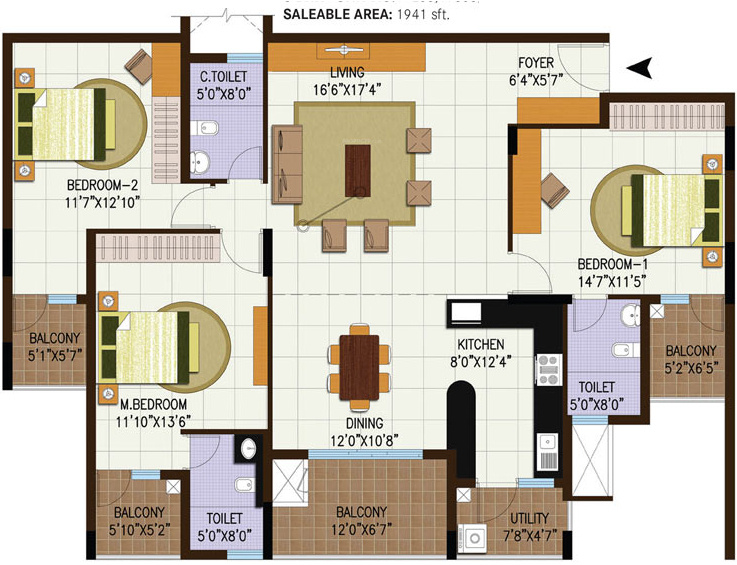 Century Central (3BHK+3T (1,941 sq ft) 1941 sq ft)