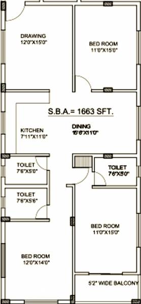 Lifestyle Prahalad Residency (3BHK+3T (1,663 sq ft) 1663 sq ft)