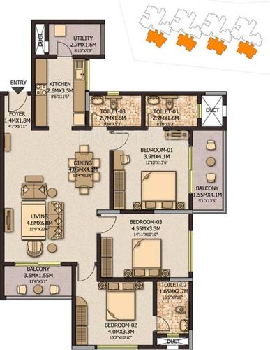 Sobha City Casa Serenita (3BHK+3T (1,570 sq ft) 1570 sq ft) Sobha City Casa Serenita (3BHK+3T (1,570 sq ft) 1570 sq ft)
