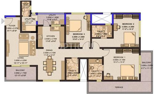 Sobha Casa Paradiso (3BHK+3T (2,104 sq ft)   Servant Room 2104 sq ft)
