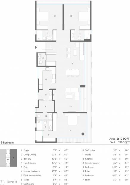 Ceebros One 74 (3BHK+4T (2,610 sq ft) + Servant Room 2610 sq ft)