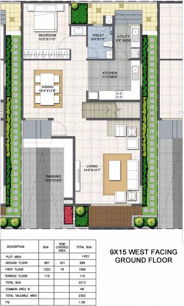 Inner Urban Serenity (3BHK+3T (2,302 sq ft) + Study Room 2302 sq ft)