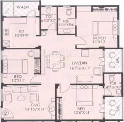 RNG Silver Springs (3BHK+3T (1,450 sq ft) 1450 sq ft)