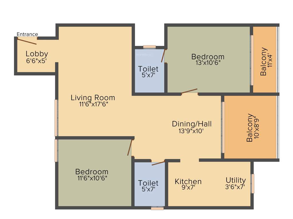 TG Lakevista (2BHK+2T (1,230 sq ft) 1230 sq ft)