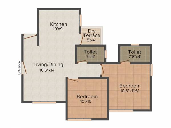 Metro Emerald (2BHK+2T (910 sq ft) 910 sq ft)