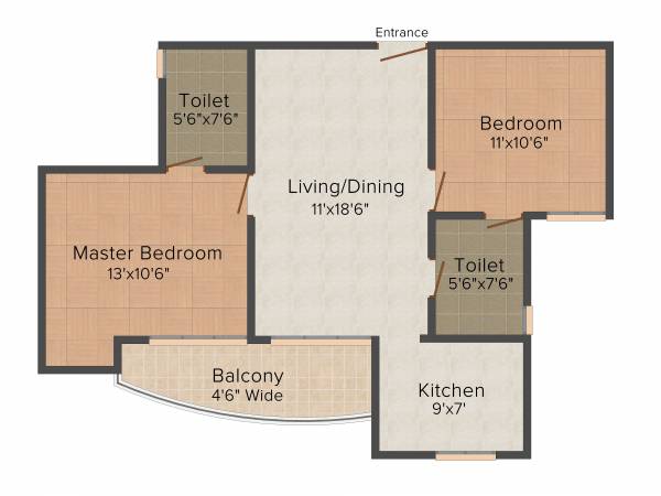 Metro Emerald (2BHK+2T (950 sq ft) 950 sq ft)