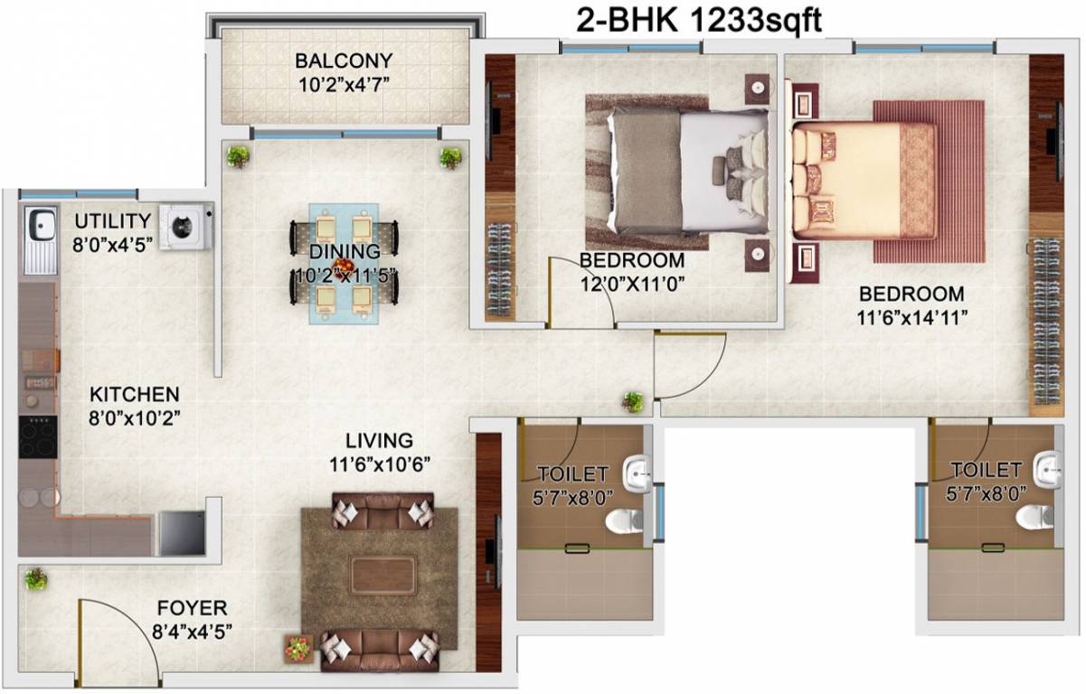 Bren Champions Square (2BHK+2T (1,233 sq ft) 1233 sq ft) Bren Champions Square (2BHK+2T (1,233 sq ft) 1233 sq ft)