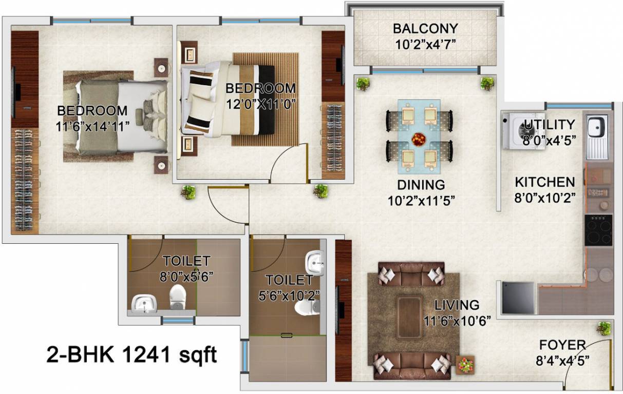 Bren Champions Square (2BHK+2T (1,241 sq ft) 1241 sq ft) Bren Champions Square (2BHK+2T (1,241 sq ft) 1241 sq ft)
