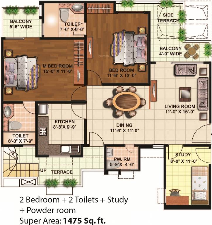 Eldeco Mystic Greens (2BHK+2T (1,475 sq ft) + Study Room 1475 sq ft) Eldeco Mystic Greens (2BHK+2T (1,475 sq ft) + Study Room 1475 sq ft)