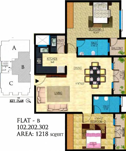 Emerald Smart Homes Builders Emerald Icon (2BHK+2T (1,218 sq ft) 1218 sq ft)