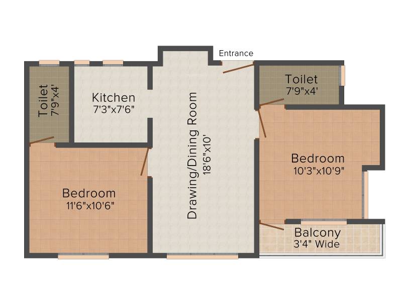 Maharshee Jairam Apartments (2BHK+2T (975 sq ft) 975 sq ft)