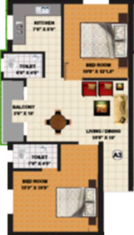 Sikara Regalia (2BHK+2T (821 sq ft) 821 sq ft)