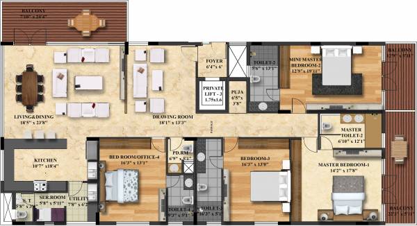  Amali (4BHK+5T (4,134 sq ft) + Servant Room 4134 sq ft)