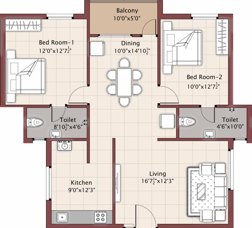 Bhuvana Palace (2BHK+2T (1,335 sq ft) 1335 sq ft)