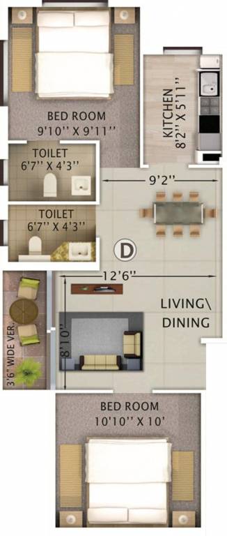 Rajwada Marvella (2BHK+2T (815 sq ft) 815 sq ft) Rajwada Marvella (2BHK+2T (815 sq ft) 815 sq ft)