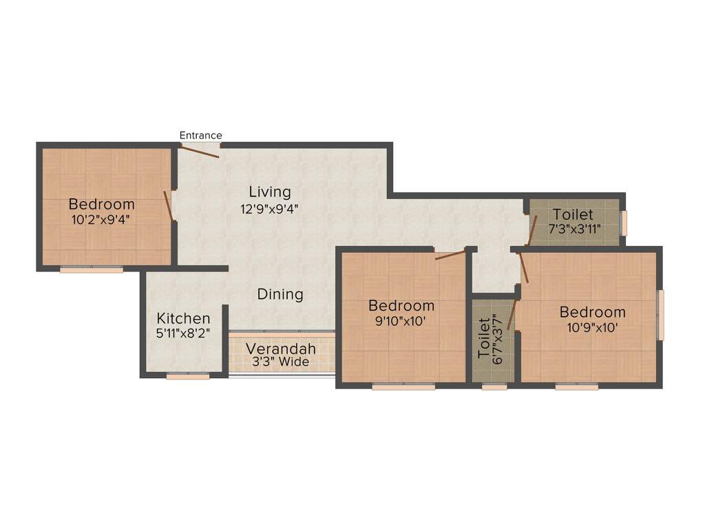 Rajwada Marvella (3BHK+2T (1,060 sq ft) 1060 sq ft)