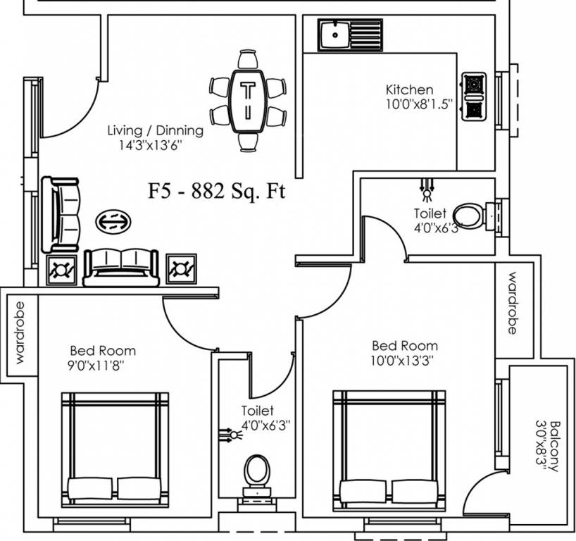 VijaySaras Podhigai Apartments Phase II (2BHK+2T (882 sq ft) 882 sq ft) VijaySaras Podhigai Apartments Phase II (2BHK+2T (882 sq ft) 882 sq ft)