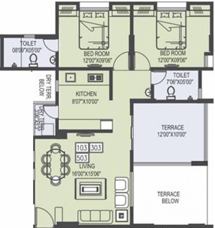 Abhilasha Favolosa (2BHK+2T (1,154 sq ft) 1154 sq ft)