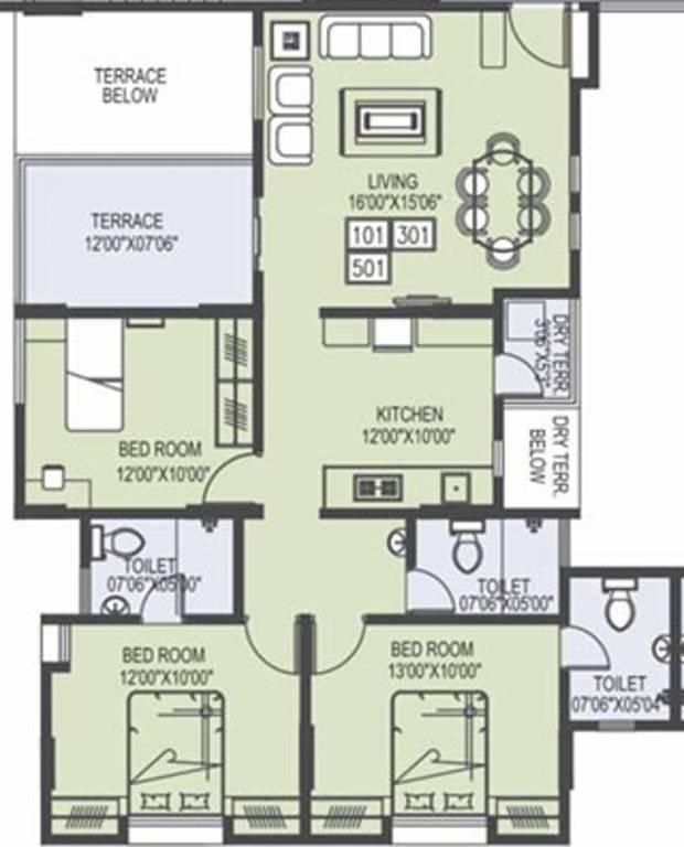 Abhilasha Favolosa (3BHK+3T (1,399 sq ft) 1399 sq ft)