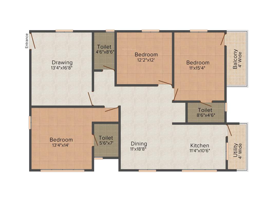 CMRS Quanta (3BHK+2T (1,323 sq ft) 1323 sq ft)
