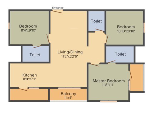 CMRS Lotus (3BHK+3T (1,236 sq ft) 1236 sq ft)