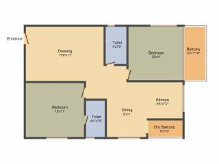 Hilife Triflora (2BHK+2T (1,160 sq ft) 1160 sq ft)