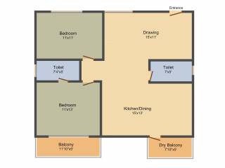 Hilife Triflora (2BHK+2T (1,170 sq ft) 1170 sq ft)