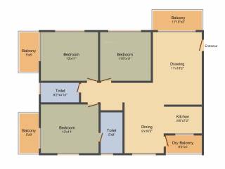 Hilife Triflora (3BHK+2T (1,470 sq ft) 1470 sq ft)