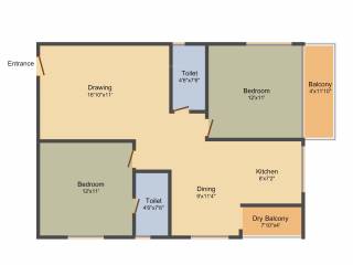 Hilife Triflora (2BHK+2T (1,085 sq ft) 1085 sq ft)