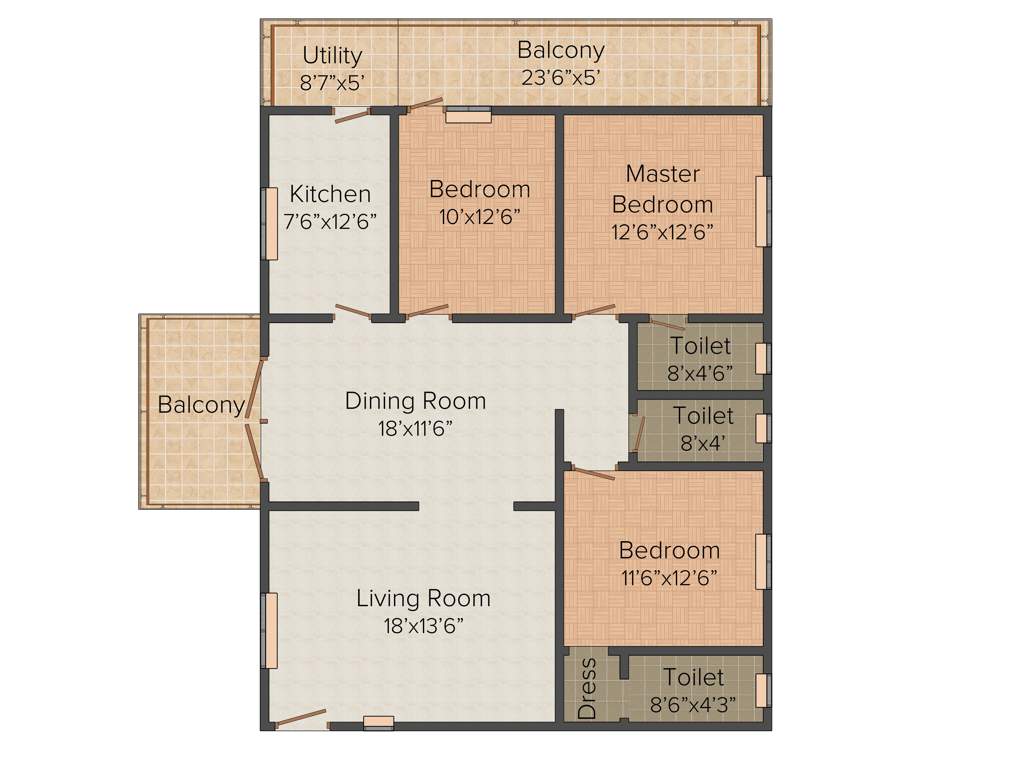 Prime Legend (3BHK+3T (1,864 sq ft) 1864 sq ft)