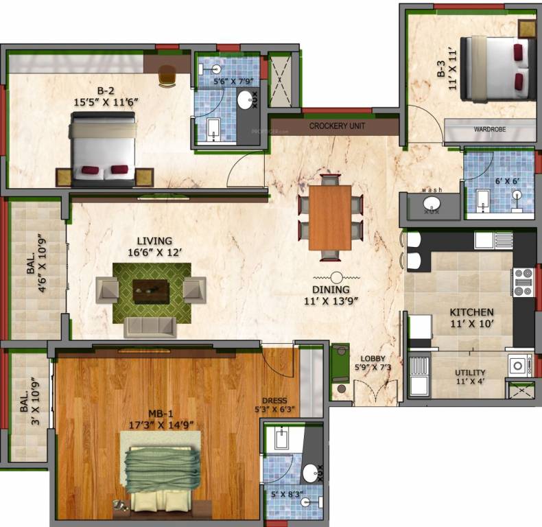 Diamond Vyoma (3BHK+3T (2,064 sq ft) 2064 sq ft)