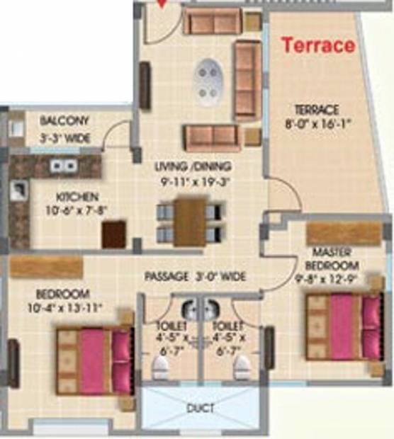 Maharshee Galaxy Apartments (2BHK+2T (1,200 sq ft) 1200 sq ft)