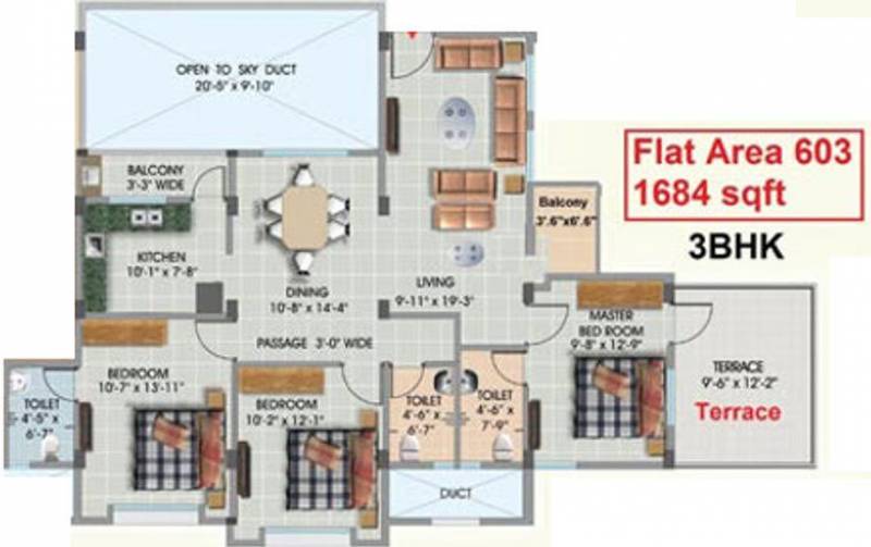 Maharshee Galaxy Apartments (3BHK+3T (1,684 sq ft) 1684 sq ft)