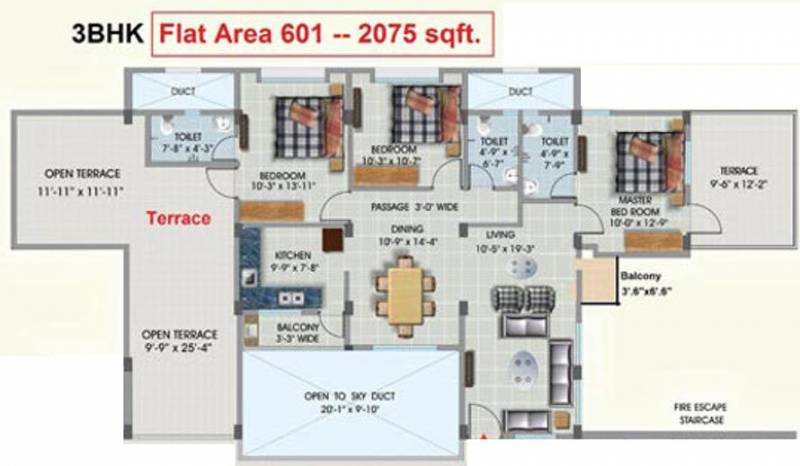 Maharshee Galaxy Apartments (3BHK+3T (2,075 sq ft) 2075 sq ft)