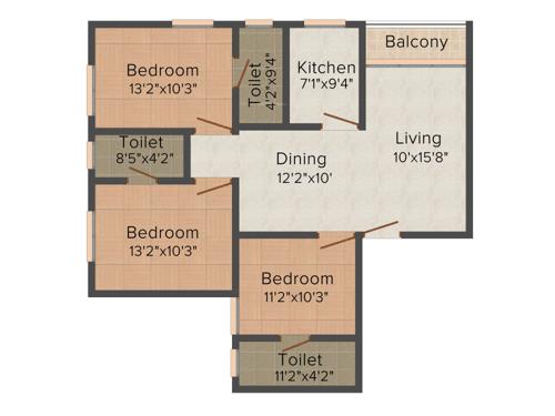 Siddharth Sanskruti (3BHK+3T (1,575 sq ft) 1575 sq ft)
