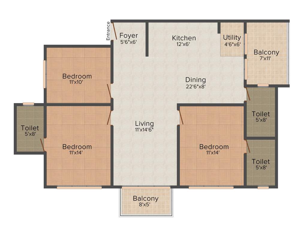 Srinivasa Sai Poorna Luxuria (3BHK+3T (1,620 sq ft) 1620 sq ft)