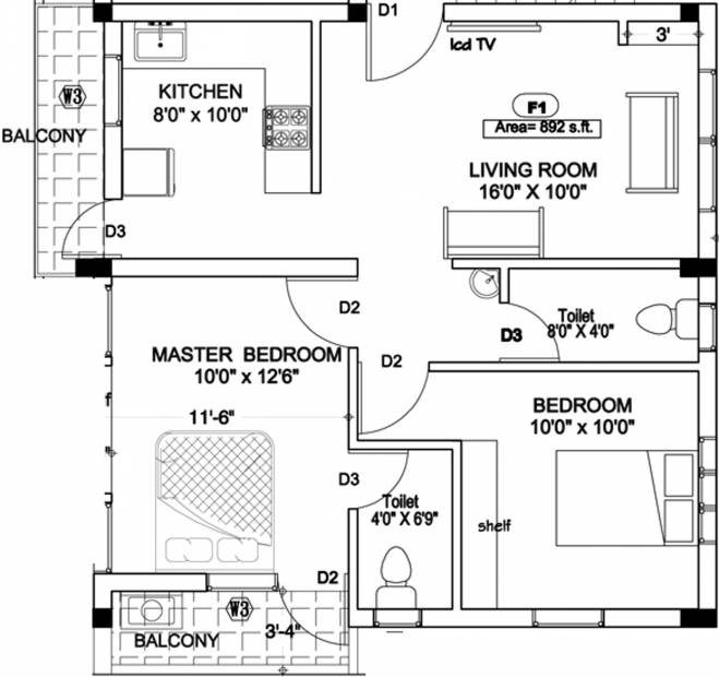 Anu Shree Shivani Enclave (2BHK+2T (892 sq ft) 892 sq ft)