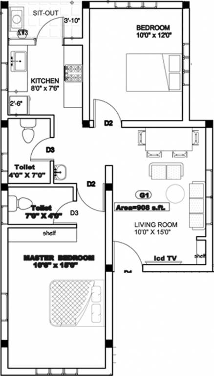 Anu Shree Shivani Enclave (2BHK+2T (908 sq ft) 908 sq ft)