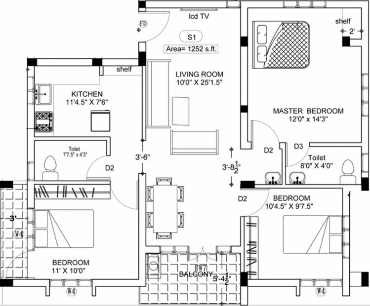 Anu Shree Shivani Enclave (3BHK+2T (1,252 sq ft) 1252 sq ft)