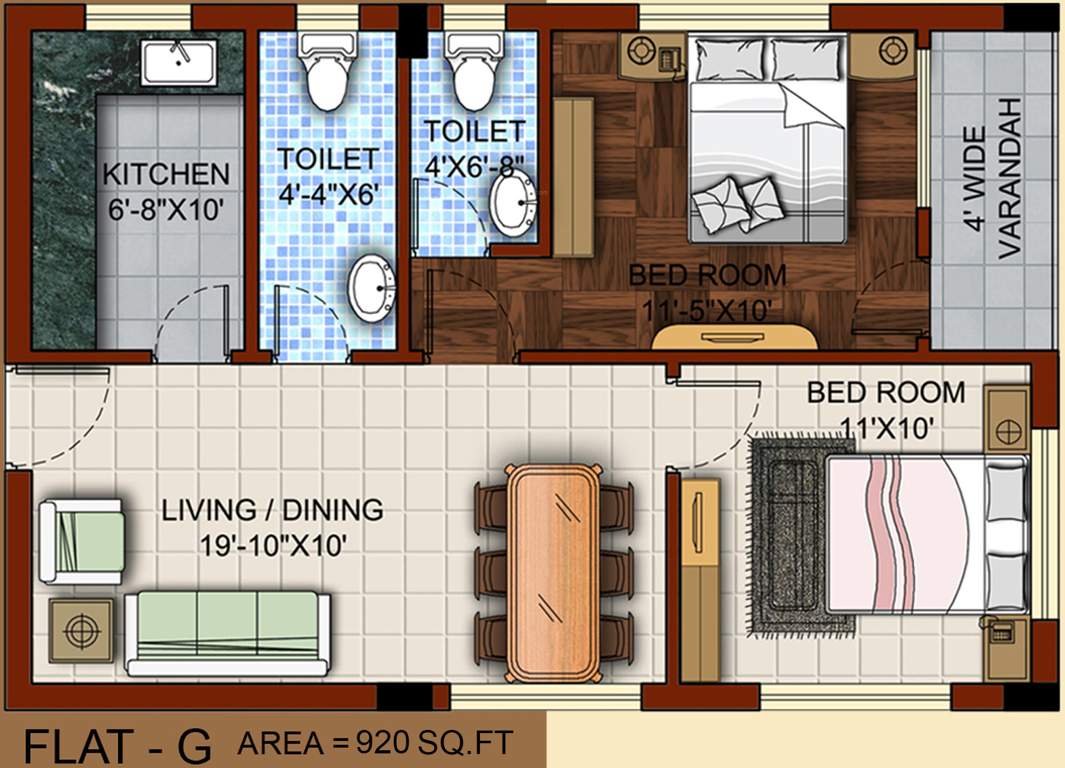 Omnitech Omni Tulsi (2BHK+2T (920 sq ft) 920 sq ft)